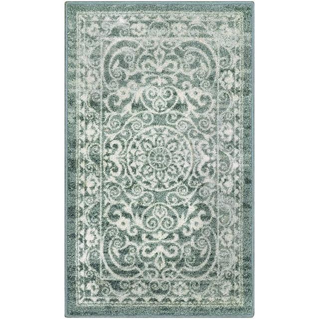 Maples Rugs Pelham Vintage Kitchen Rugs Non Skid Accent Area Carpet [Made in USA], 1'8 x 2'10, Light Spa