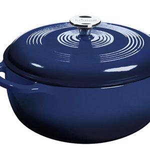 Lodge Essential Enamel Cast Iron Dutch Oven - Perfect for Bread Baking, Braising, Marinating & Slow Cooking - Features Moisture-Sealing Lid & Dual Handles - Kitchen Essentials - 6 Quarts - Indigo