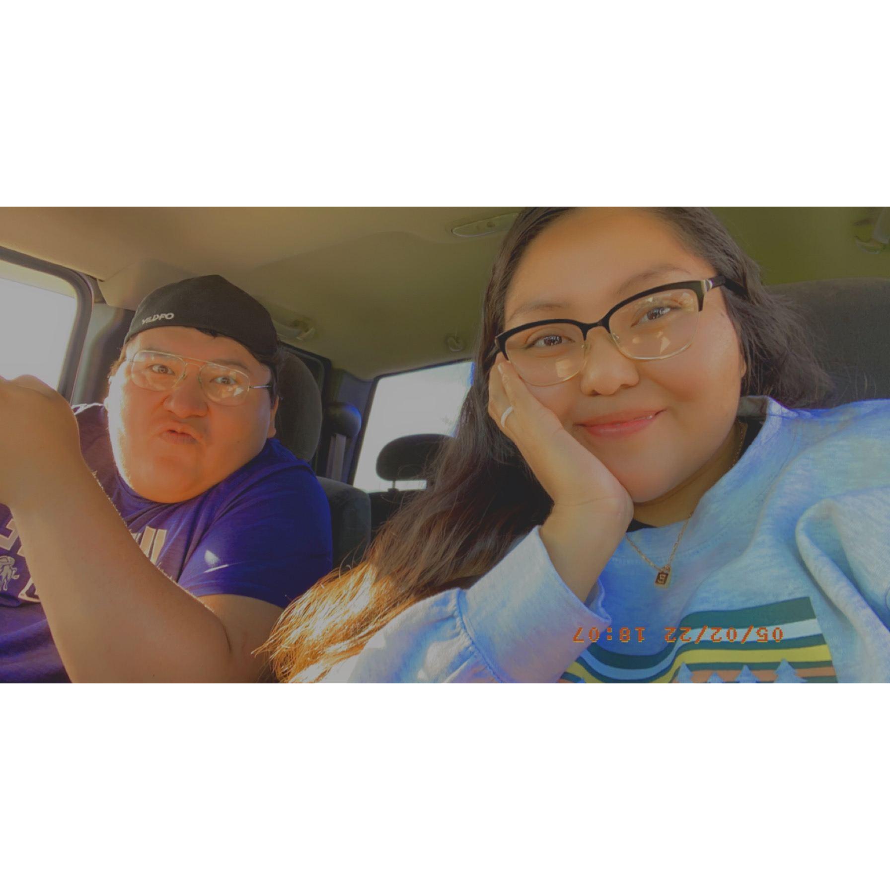 On this particular day we've gotten off work and were heading to get groceries. He was just being too goofy, so now I'm sharing with everyone. (: