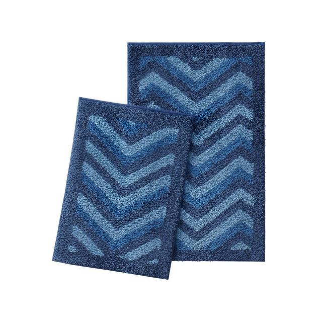 Clara Clark 2 Piece Ultra Soft Non-Slip Shaggy Bath Rug - Chevron Design - Large & Small