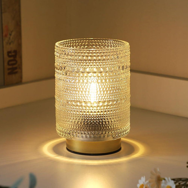 Battery Operated Lamp with Timer, 2025 Home Finds Cordless Battery Powered Table Lamps Portable LED Small Lamp for Bedside Living Room Bedroom Corner Decor or New home/Mother's Day Gift(Transparent)