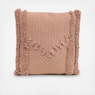 Embroidered Pillow with Looped Stripes & Tassels