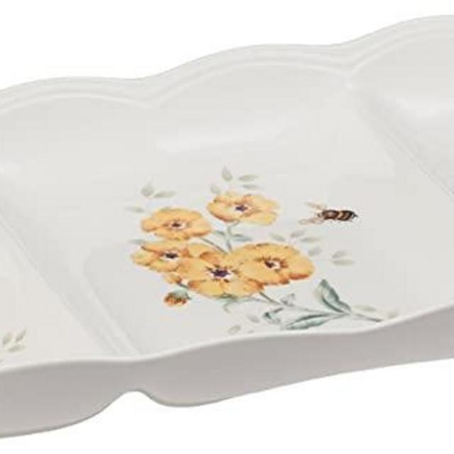 Lenox Butterfly Meadow 3 Part Divided Serving Tray, 2.30 LB
