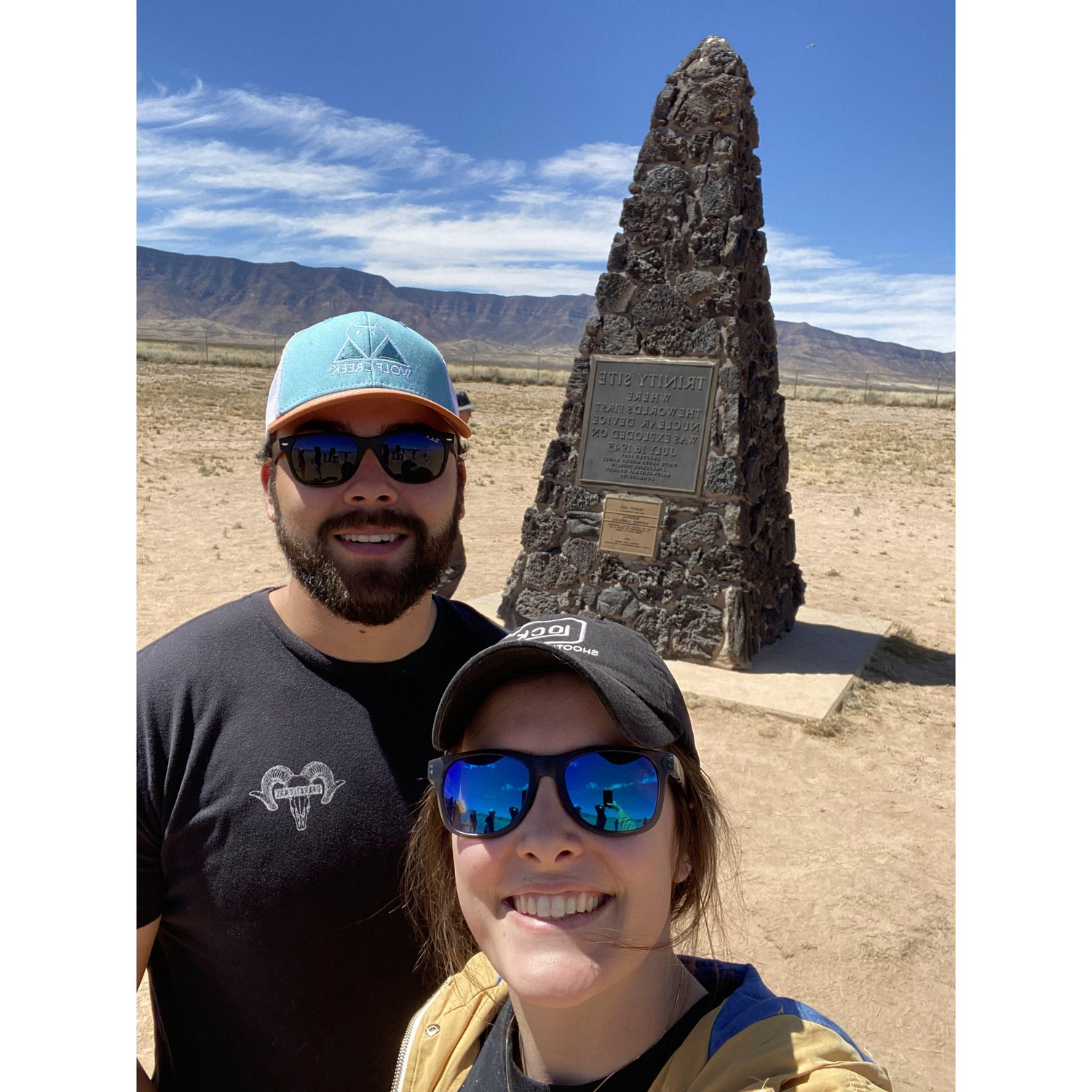 Selfie at the Trinity Site where the first nuclear bomb was testing in New Mexico.