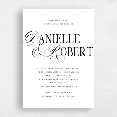 White Wedding Invitation - Nevis Portrait