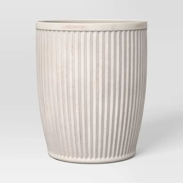 Weathered Ribbed Composite Indoor Outdoor Planter Pot 12"x12" Off-White - Threshold™ designed with Studio McGee