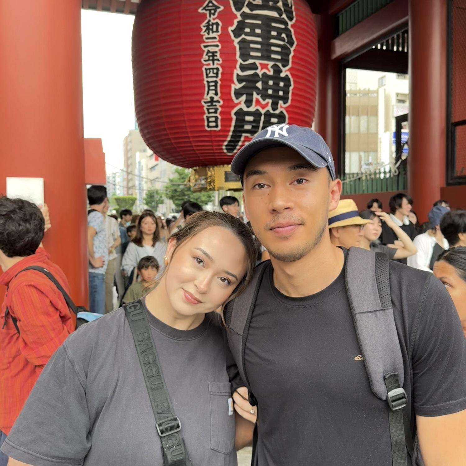 Walking the busy streets of Asakusa.