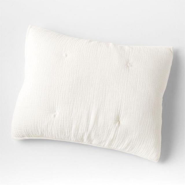 Cream Aire Crinkle Organic Cotton Linen Blend Cotton Cream Standard Pillow Sham