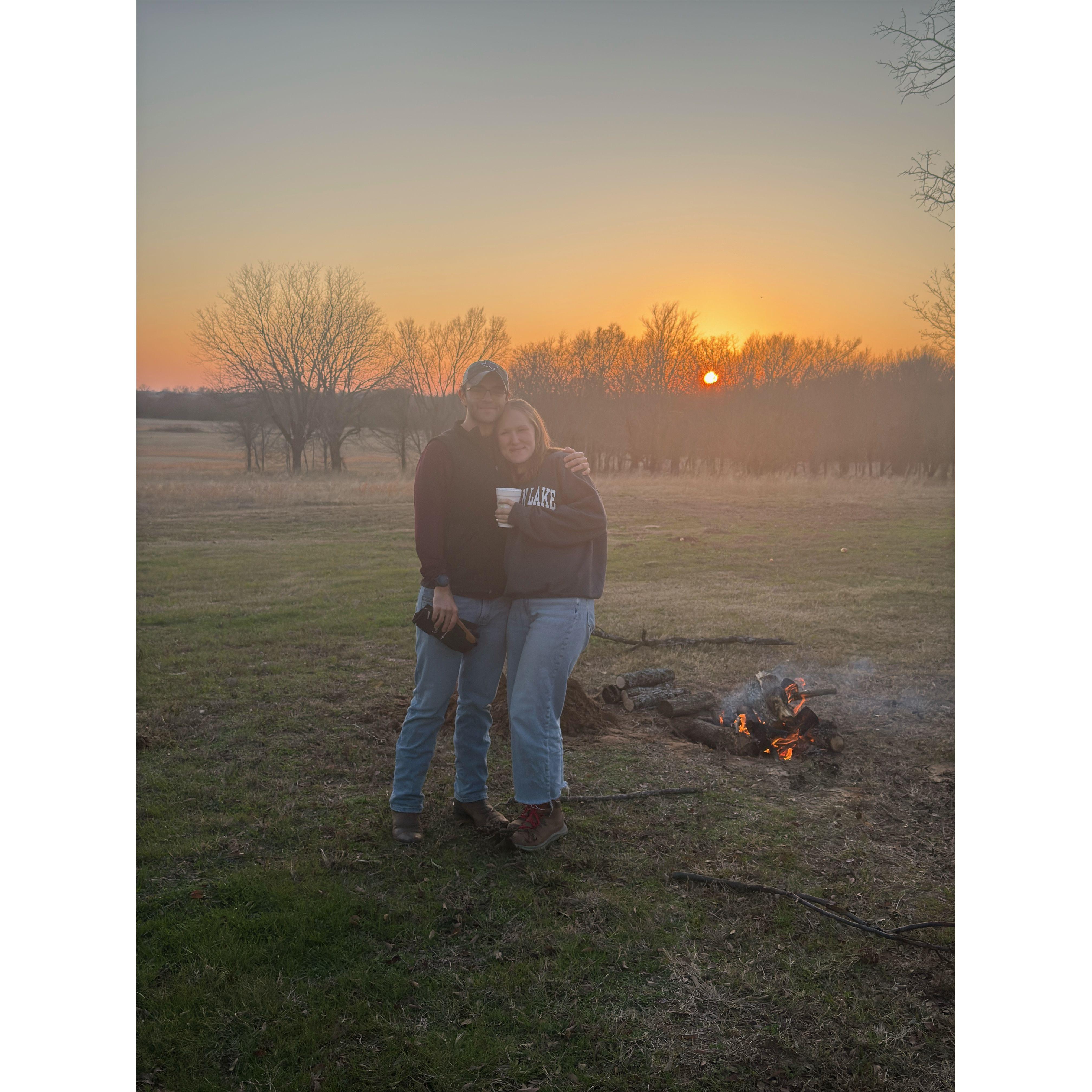 Enjoying a fire in Oklahoma