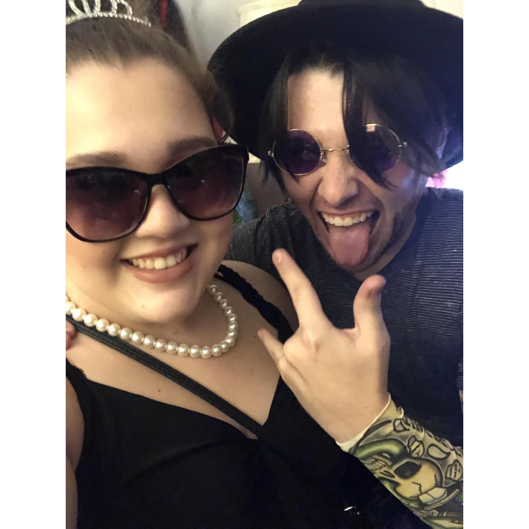 Cole as Ozzy Osbourne and Cayley as Holly Golightly on Halloween 2019