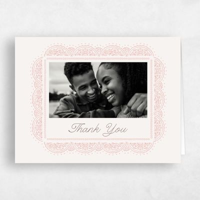Dusty Peach, Beige Wedding Thank You - Carmel Photo