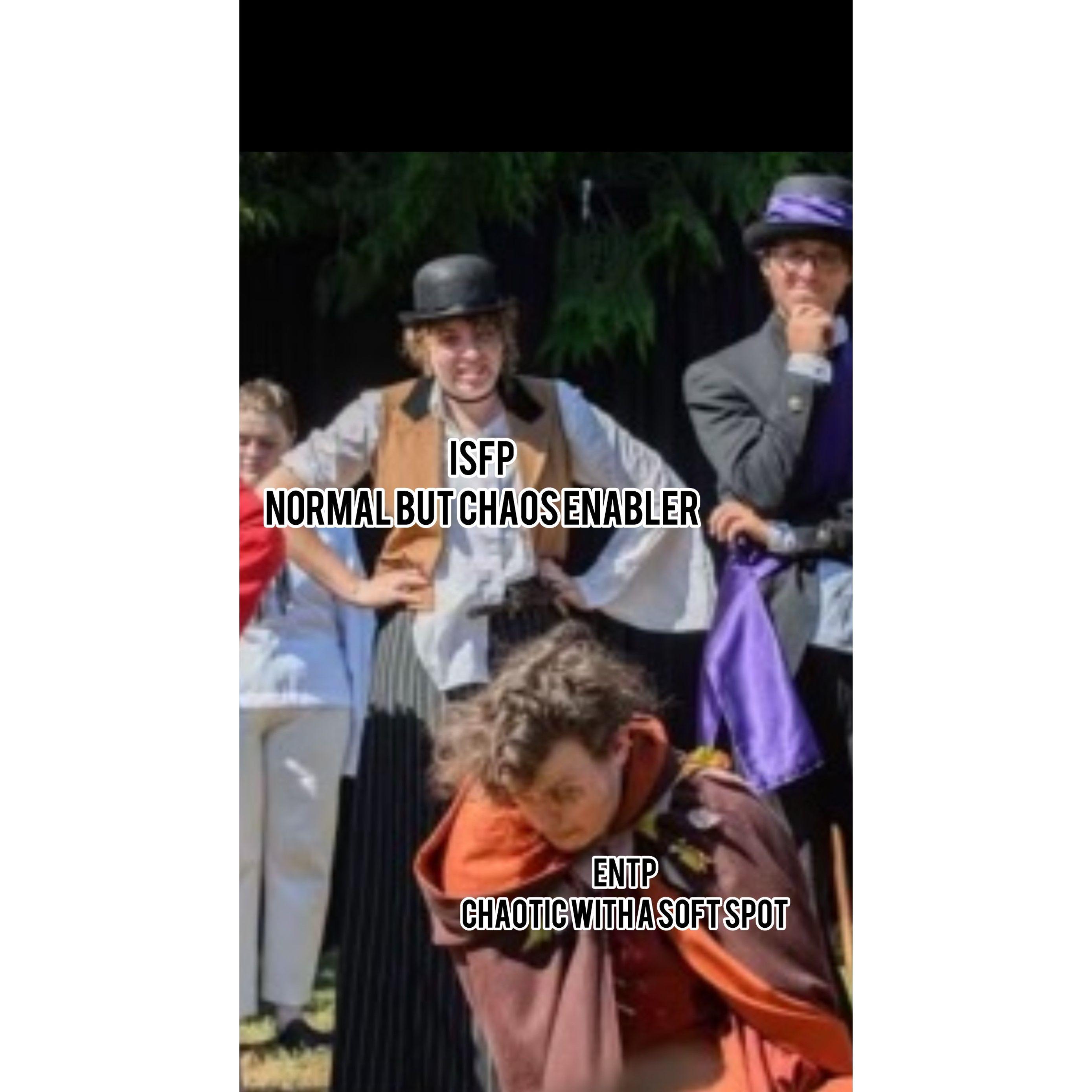 Eric attempted to identify Tesia's Meyers Briggs Personality Type, mostly to make memes. Picture is from The Tempest where we met.