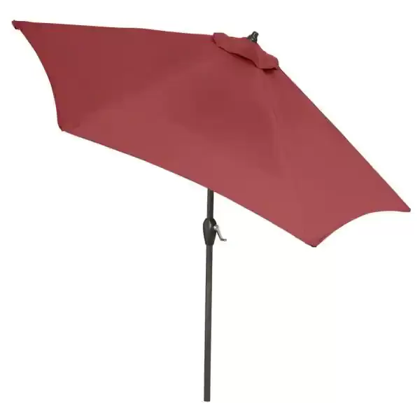 10 ft. Aluminum Auto-Tilt Market Outdoor Patio Umbrella in Chili Red