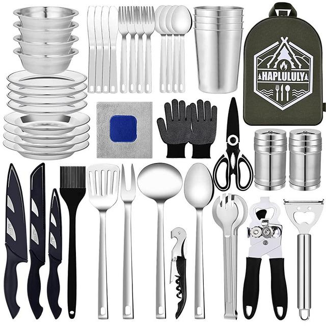 Haplululy Camping Accessories,Camping Gear Must Haves Camping Cookware Set Camping Cooking Utensils Set Supplies Kitchen Equipment Essentials Tailgating Accessories Outdoor Portable BBQ