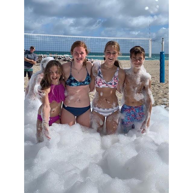Christmas foam party on the beach