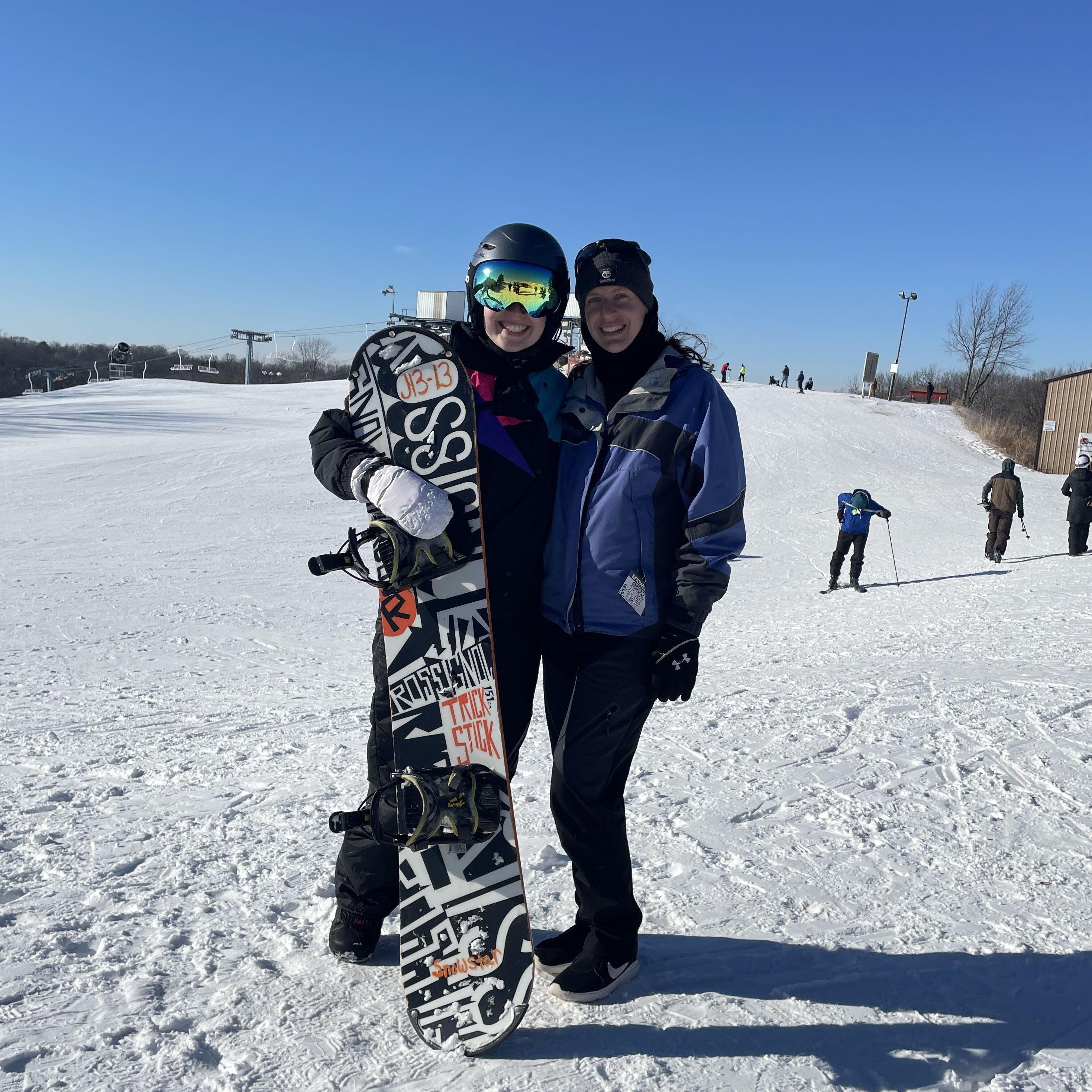 Don’t let the smile fool you, Lana sprained her wrist a few hours before this photo was taken (as this was her first time snowboarding). Morgan had opted for skiing and came out unscathed.
