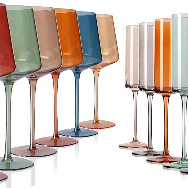 comfit Colored Wine and Champagne Glass Set