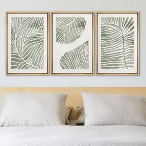 Ashbrook Framed Canvas Print Wall Art Abstract Jungle Green 24"x36"x3 Natural