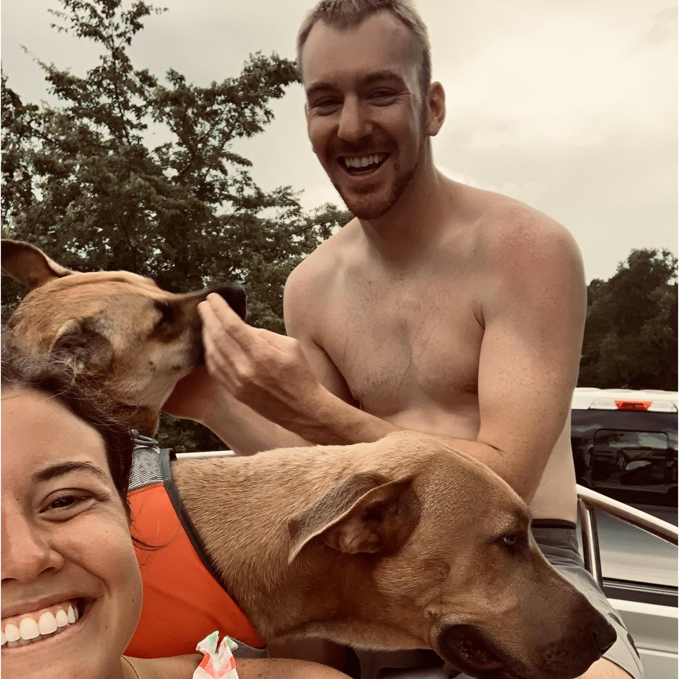 Our favorite summer activity is definitely spending the day on the lake with the pups!