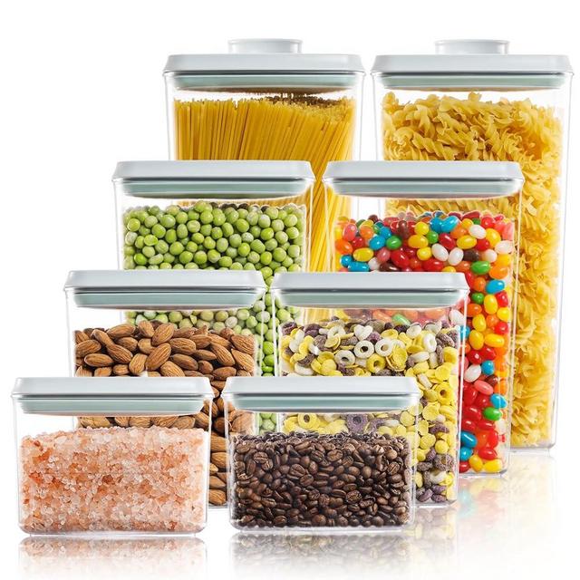 Tourdeus Pop Top Food Storage Containers - 8 Pack Kitchen Storage Containers, BPA-Free Pantry Containers with Lids Airtight, Food-Grade Air Tight Containers for Food with Measurement Marks