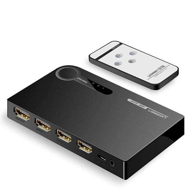 UGREEN HDMI Switch 4K 3 Port HDMI Switcher Splitter Hub 4K Full HD 1080P 3D Compatible for PC Laptop Xbox 360 One PS4 PS3 Nintendo Switch Blu-ray Player Roku Fire Stick with IR Remote Control