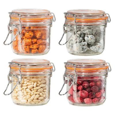 Oggi 4 Piece Airtight Glass Canister Set with Clamp Lids and Silicone Gaskets