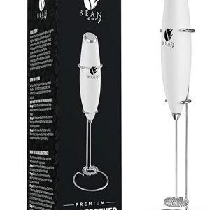 Bean Envy Milk Frother, Coffee Stirrers, Frother Wand, Milk Frother Handheld, Frother with stand, Hand Blender for Coffee, Lattes, Cappuccino, Matcha and Hot Chocolate – Kitchen Gifts - White