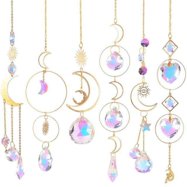 ilclviz Suncatcher Crystal Hanging Sun Catcher Prism with Chain Pendant Ornament Crystal Balls for Window
