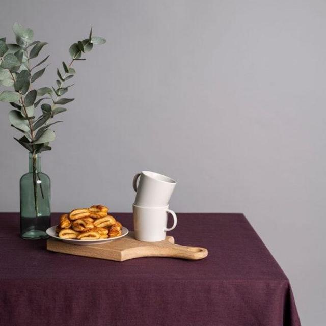 Plum linen tablecloth. Soft linen table cloth. Dining table decor. Rectangular, square tablecloths. Custom size tablecloth