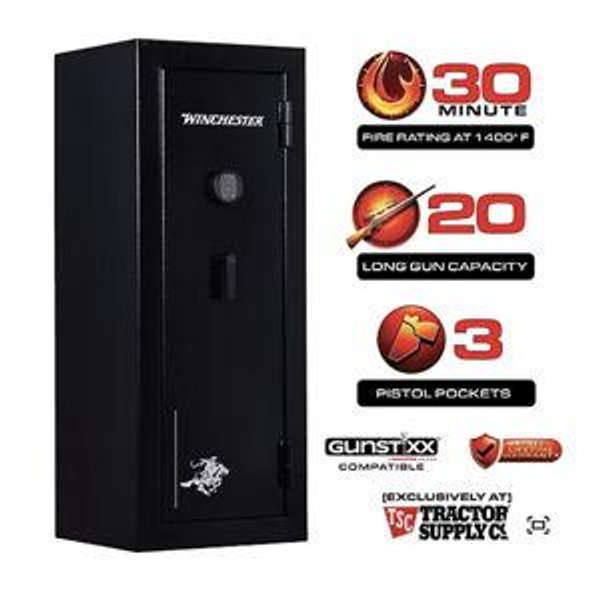 Winchester Safes 20 Long Gun 14.2 cu. ft. Electronic Lock Gun Safe, 30 Min. Fire Rating, Black at Tractor Supply Co