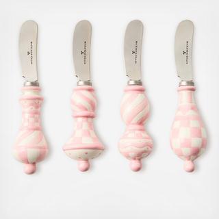 Rosy Check Party Spreader, Set of 4