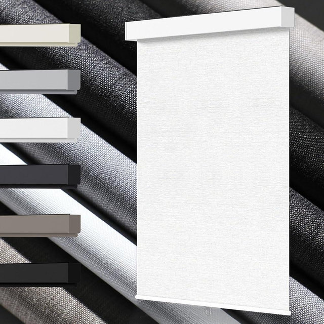 Blindify 100% Blackout Roller Shades, Free-Stop Cordless Roller Blinds for Windows, Thermal Insulated Linen Fabric Window Shades UV Protection for Home, Door, White, 23" W x 72" H