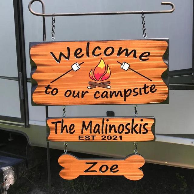 Camping Sign Fire and Marshmallows #009