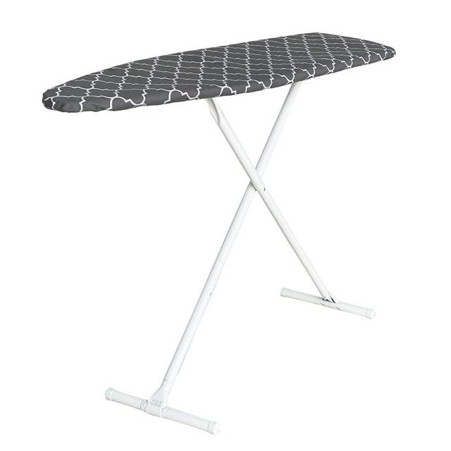 Ironing Board Full Size; Made in USA by Seymour Home Products (Grey Lattice) Bundle Includes Cover + Pad | Iron Board w/Steel T-Legs Adjustable from Tabletop up to 36" High