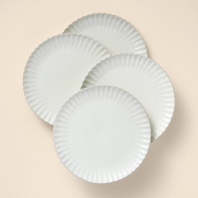4pk 10.5" Scalloped Edge Stoneware Dinner Plates Cream - Hearth & Hand™ with Magnolia