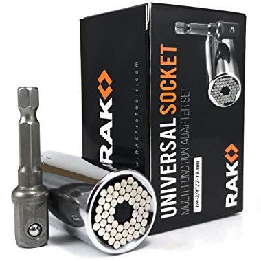 RAK Universal Socket Grip (7-19mm) Multi-Function Ratchet Wrench Power Drill Adapter 2Pc Set - Best Unique Christmas Gift for Men, DIY Handyman, Father/Dad, Husband, Boyfriend, Him, Women