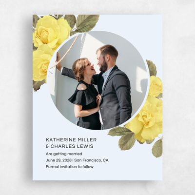 Lightest Sky, Yellow Wedding Save the Date - Woads Frame