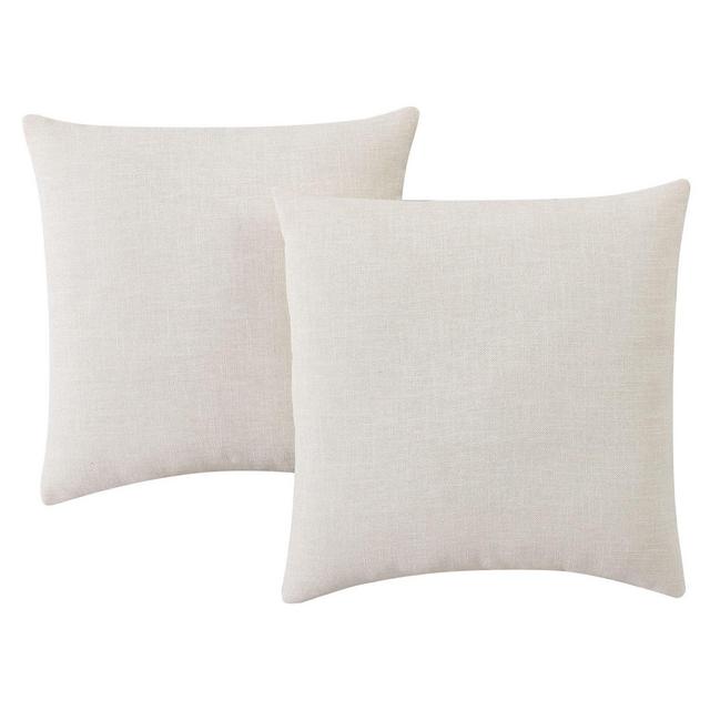 Faux Linen Square Throw Pillow in Linen (Set of 2)