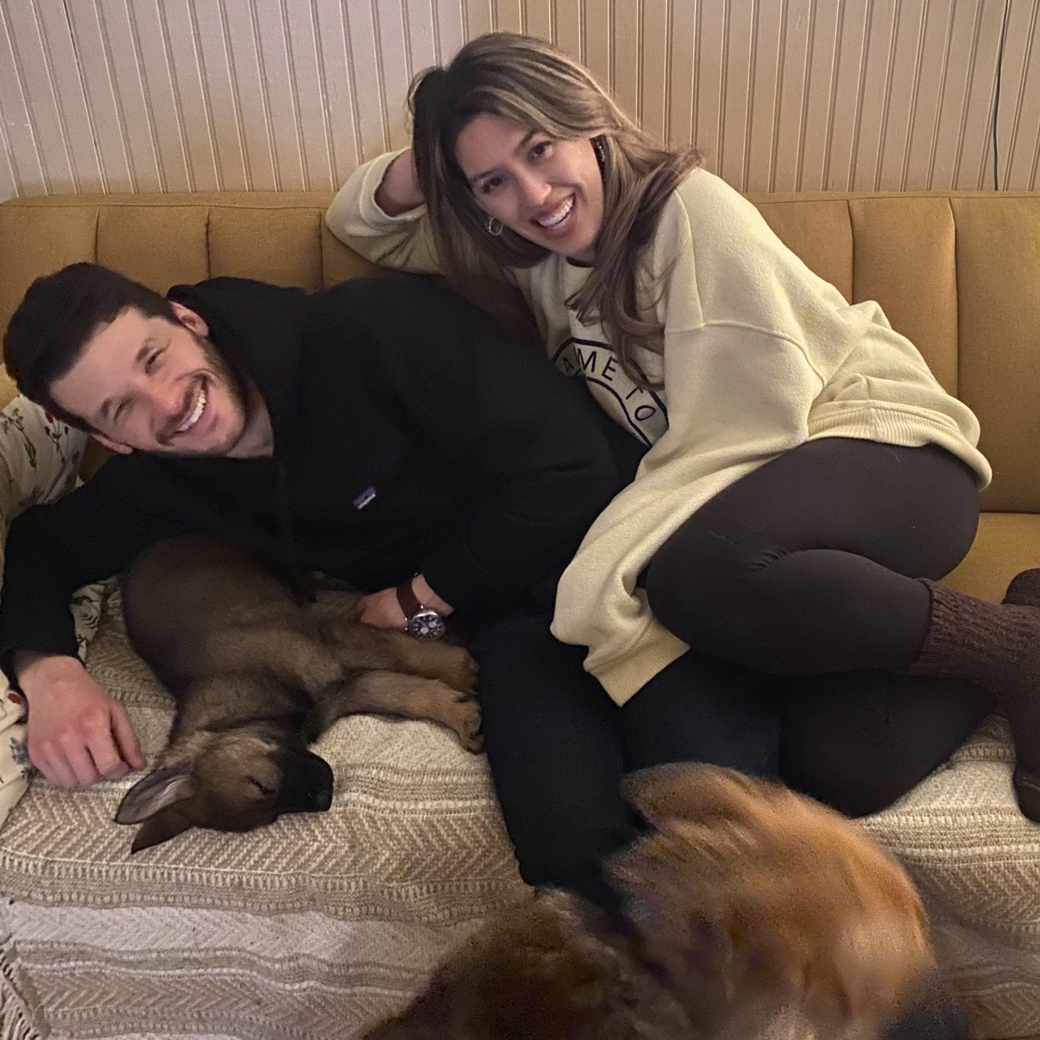 Our first photo together! John was meeting some of my friends and we all got to meet Kalie's new puppy, Winston :)