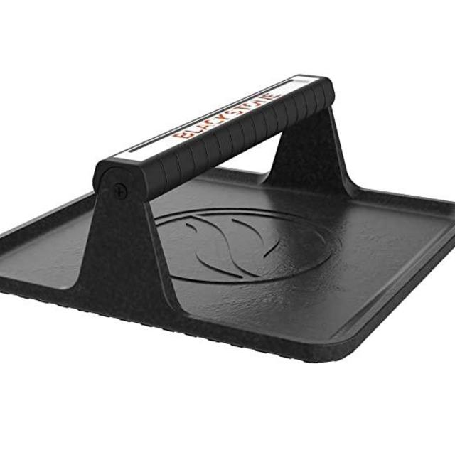 Blackstone XL Griddle Press, 5436, Cast Iron Smooth Grill Meat Press for Crispy Bacon, Evenly Cooked Steak & Healthier Hamburgers – Sandwich Sear Press, Black