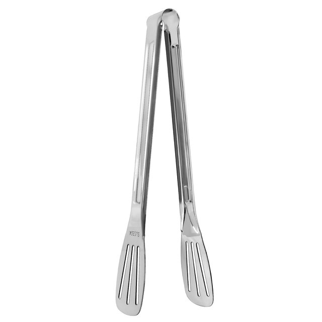 Unique Bargains Cooking Kitchen Non-stick Tong Toaster Salad Serving BBQ Tongs Silver Tone 11" 1 Pc