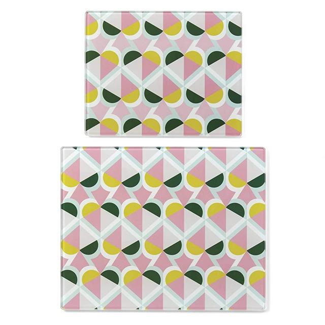 Kate Spade New York Geo Spade 2-piece Glass Prep Board Set, 4.65 LB, Multi
