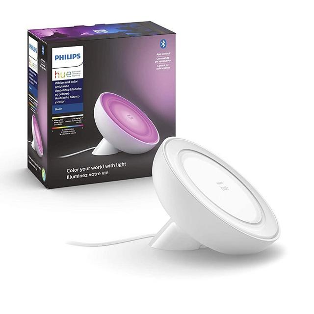 Philips Hue Bloom White and Color Corded Dimmable LED (Bluetooth & Zigbee) Smart Light Table Lamp, White