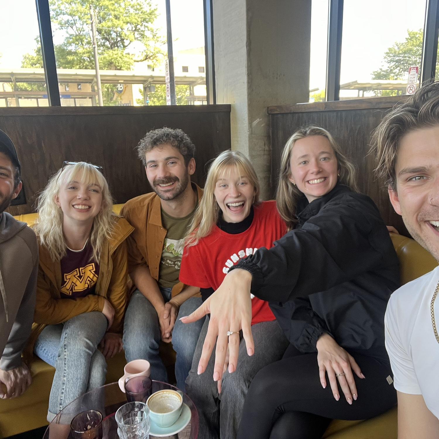 Coffee date with our closest friends right after getting engaged.