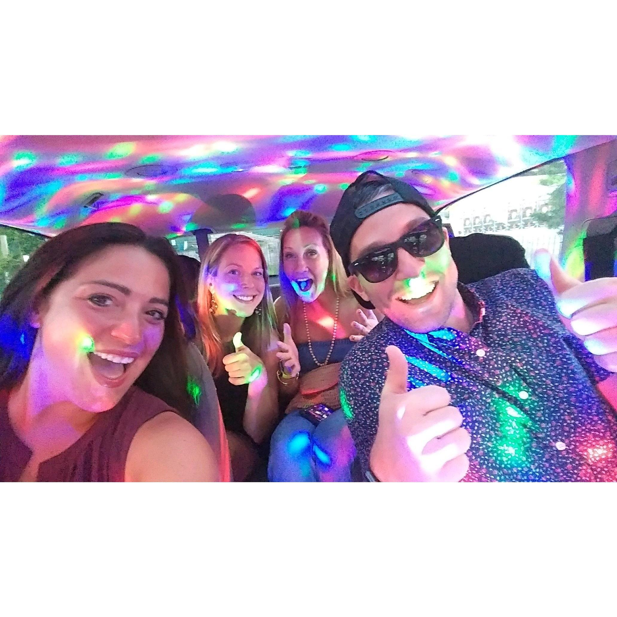 Riding in our "party" Uber in Dewey Beach DE 2017 (Katie, Julia, Suzanne, Robert, Teddy)