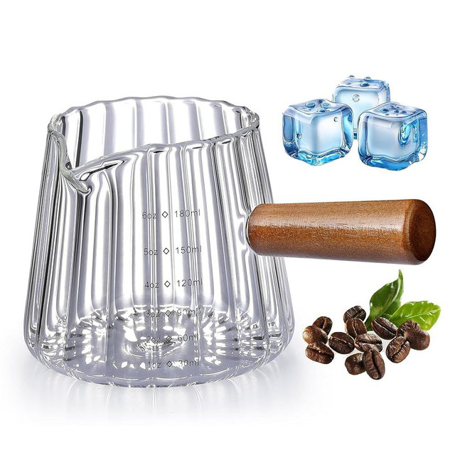 6OZ Espresso Cups Glass, JJOO Espresso Shot Cup With V-Shaped Mouth, Glass Measuring Cup, Markings in both oz & ml