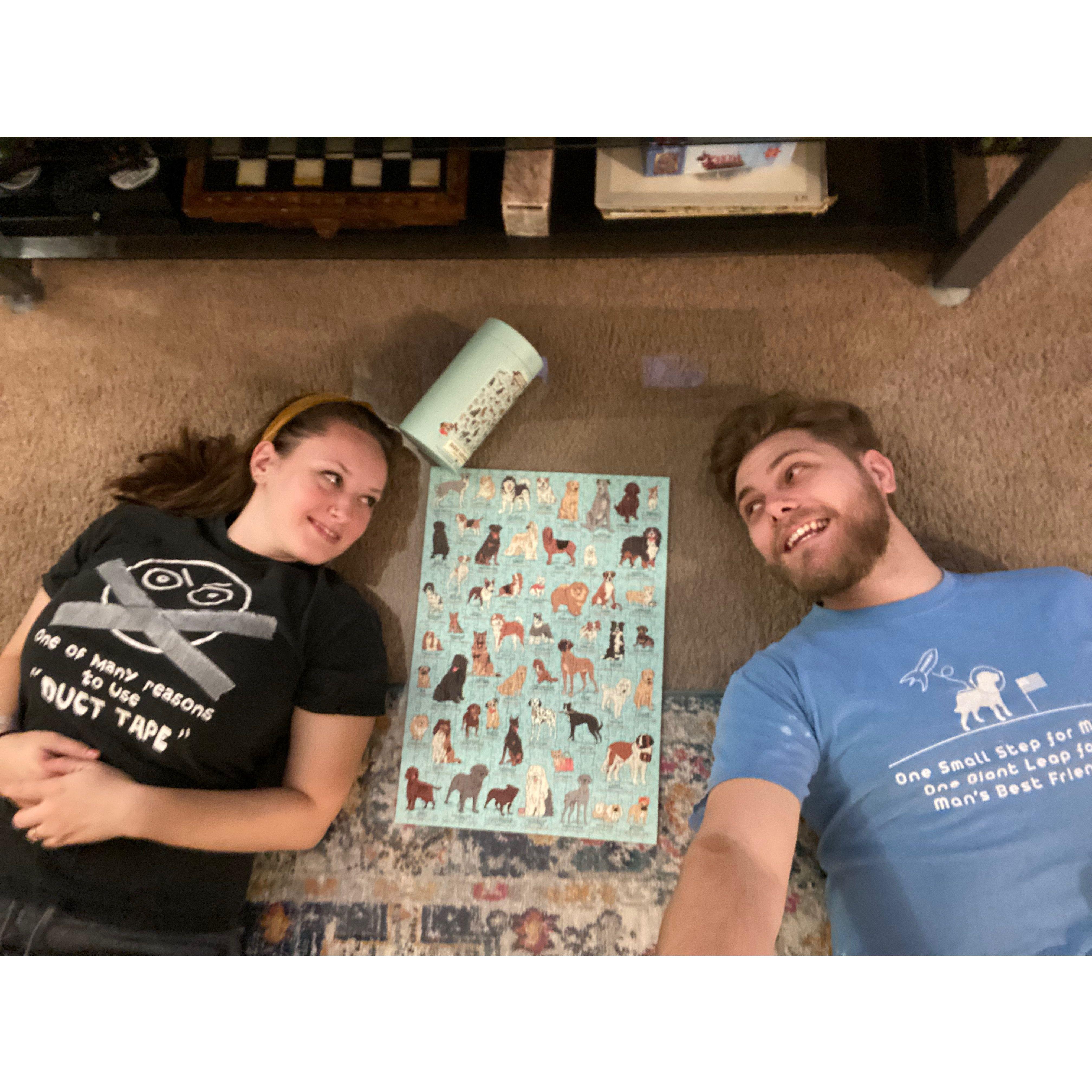 Krysia loves to do puzzles and was very pleased she had convinced Anthony to do this dog puzzle with her!