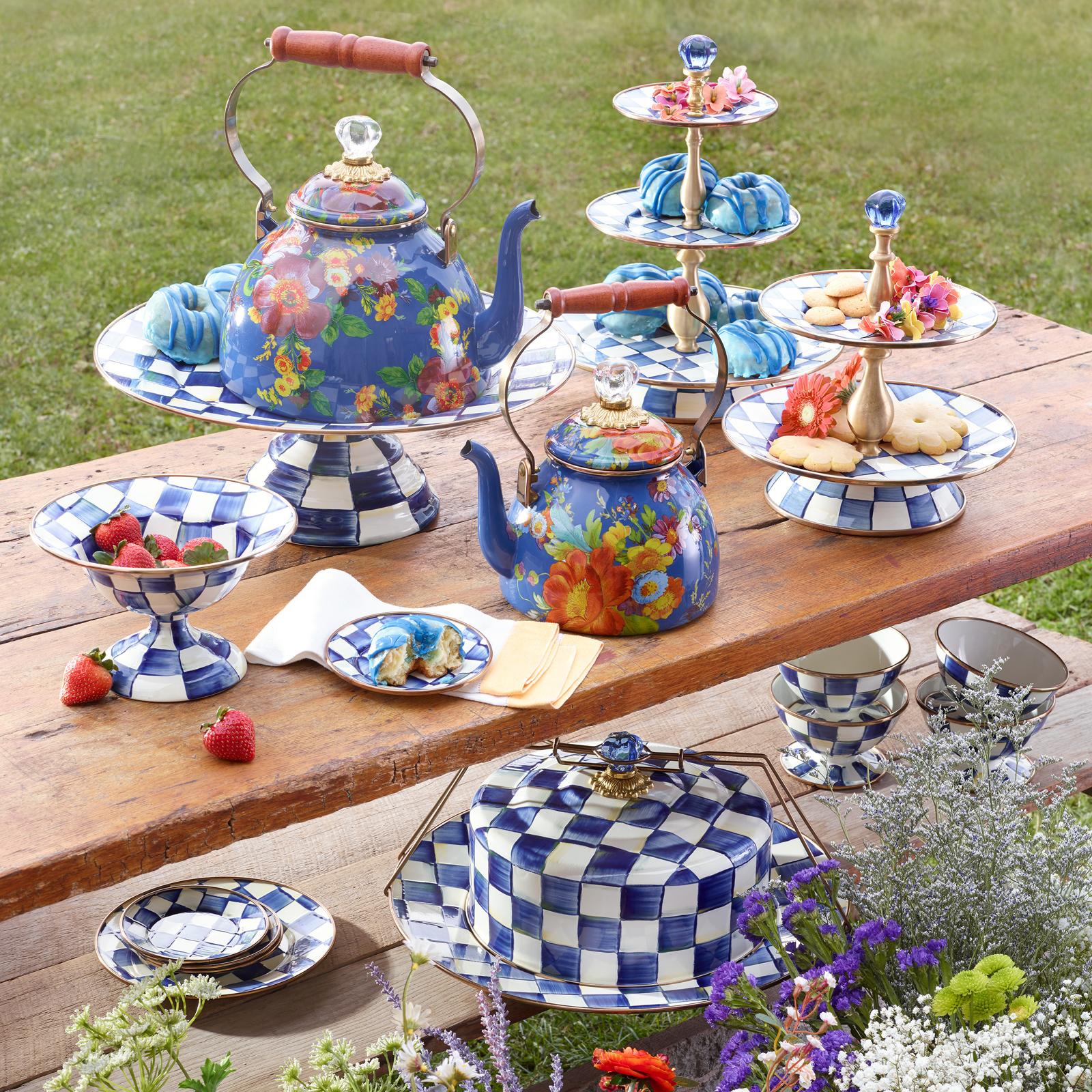 MacKenzie-Childs, Royal Check Enamel 3-Tier Sweet Stand | Zola