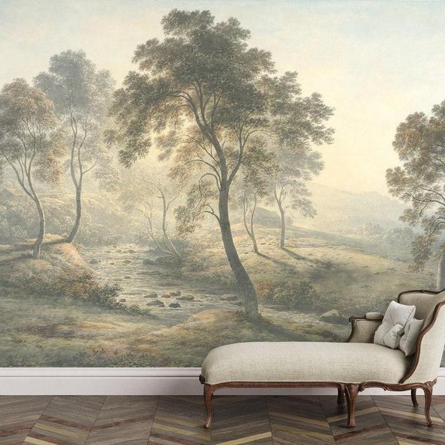 Rural Painting Wallpaper Peel and Stick, Vintage Historical Scenic Wall Mural, Landscape Wallpaper, Removable Wallpaper