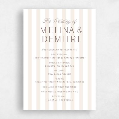 Linen, Beige Wedding Program - Sabbia